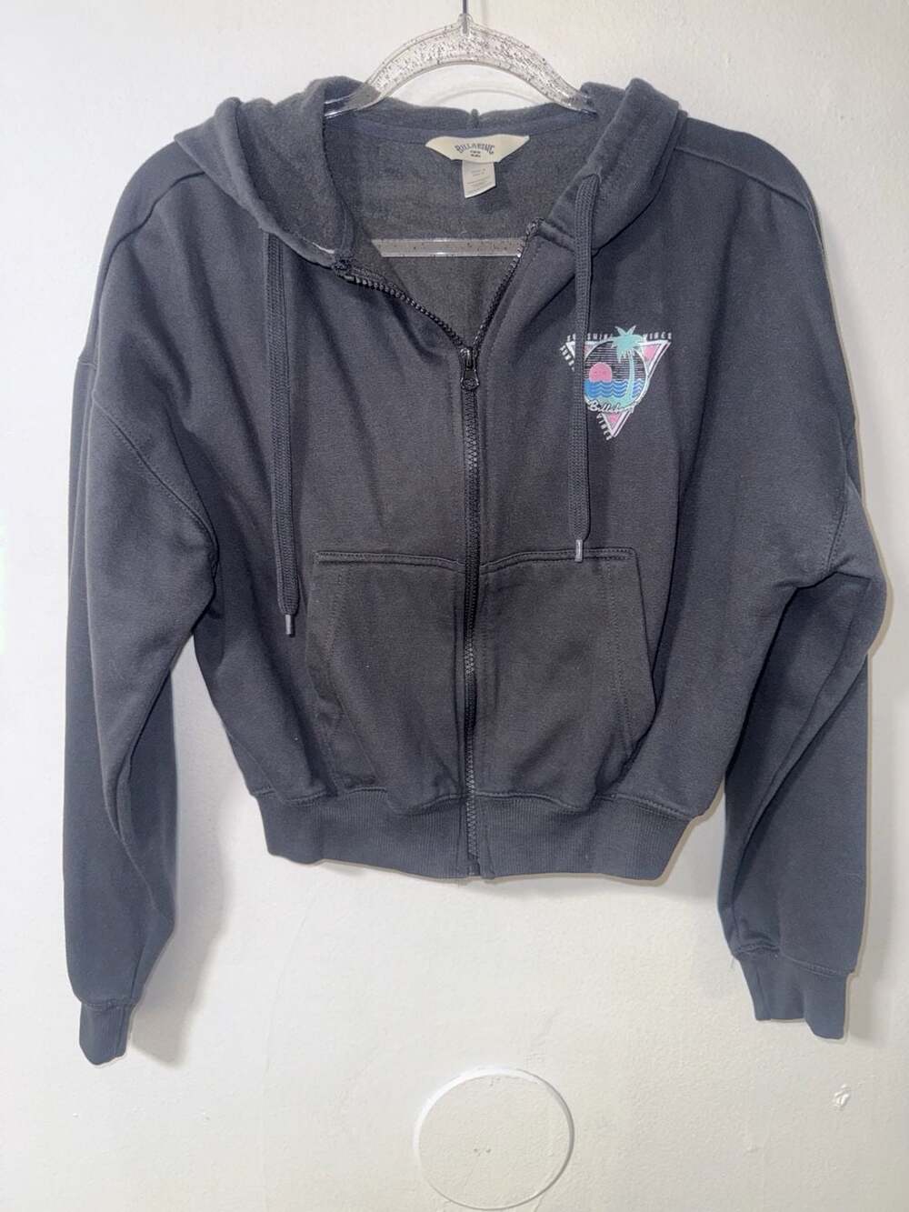 Billabong Sunshine Vibes Full Zip Crop Hoodie Black Size Small